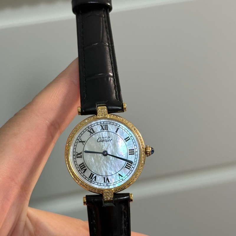 【超低價擁有卡地亞🤩全網獨有❗️】Cartier卡地亞 大餅 炫彩 白色貝母盤 後鑲鑽 表徑30mm-1