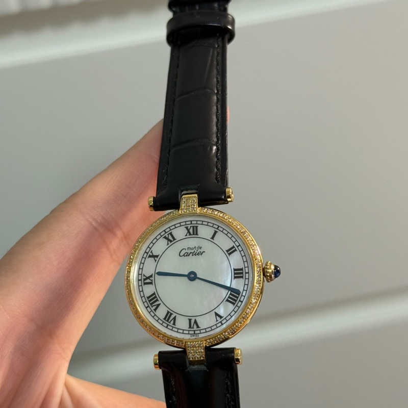 【超低價擁有卡地亞🤩全網獨有❗️】Cartier卡地亞 大餅 炫彩 白色貝母盤 後鑲鑽 表徑30mm-3