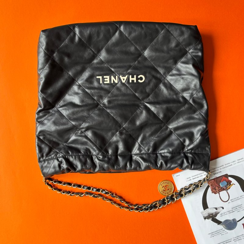 ::CHANEL:: AS3261 黑色白字樣22BAG中款肩背包 金鍊肩背-2
