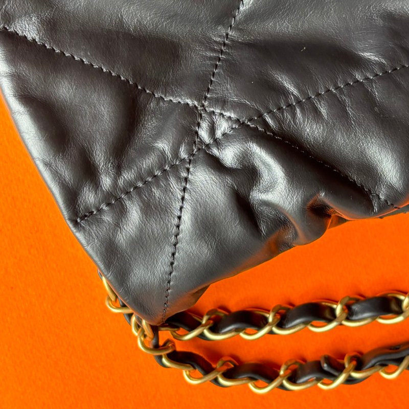 ::CHANEL:: AS3261 黑色白字樣22BAG中款肩背包 金鍊肩背-7