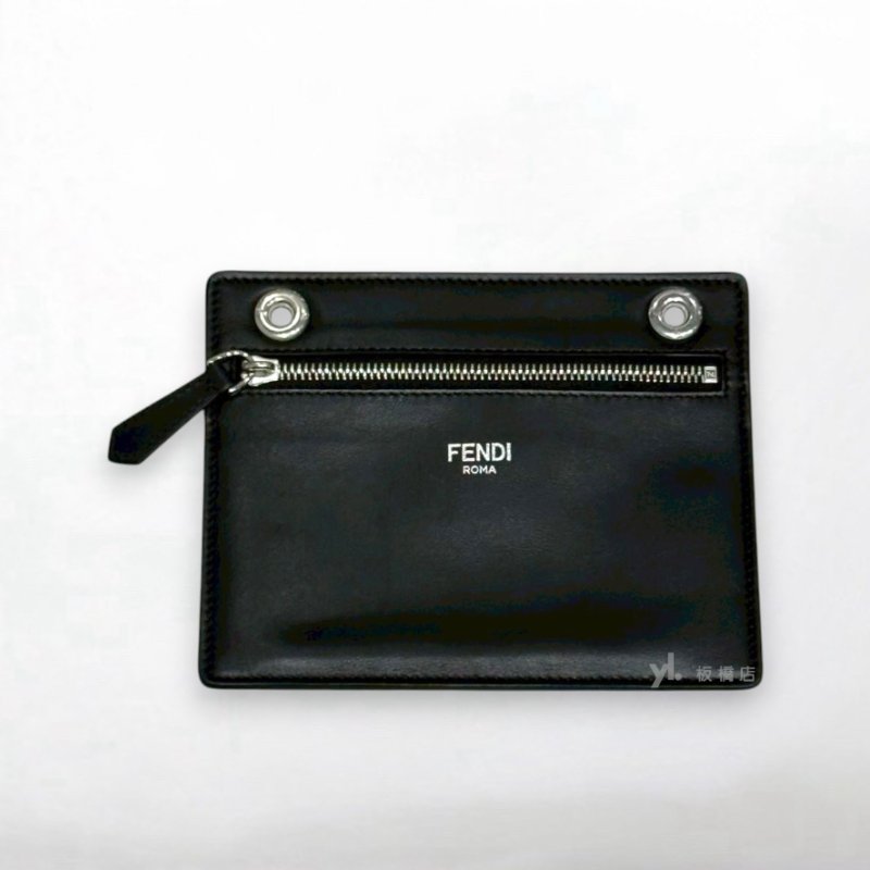 S5397-FENDI 黑色牛皮銀釦 Peekaboo ISeeU手提斜背包-6