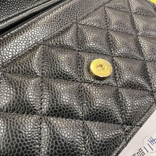 東區正精品㊣CHANEL AP0250 WOC 香奈兒黑色荔枝皮牛皮金鍊金字肩背包晚宴包斜背包 RZ6340-1