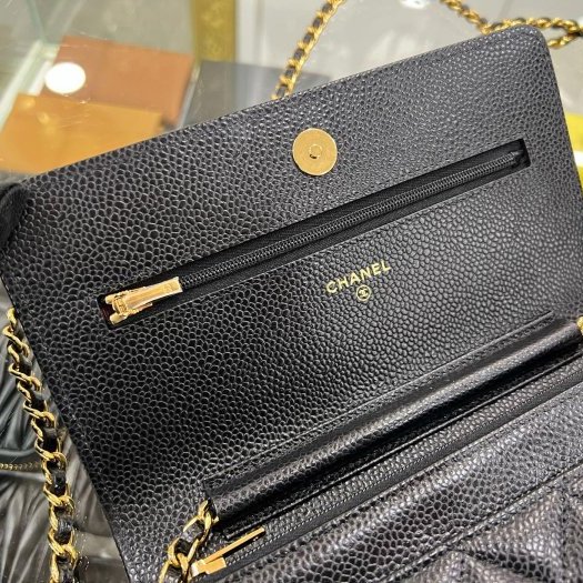 東區正精品㊣CHANEL AP0250 WOC 香奈兒黑色荔枝皮牛皮金鍊金字肩背包晚宴包斜背包 RZ6340-8