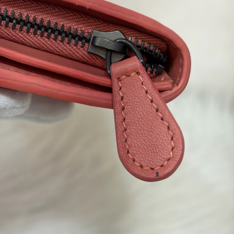 BOTTEGA VENETA BV 粉橘 編織 小羊皮 釦式 發財 長夾-13