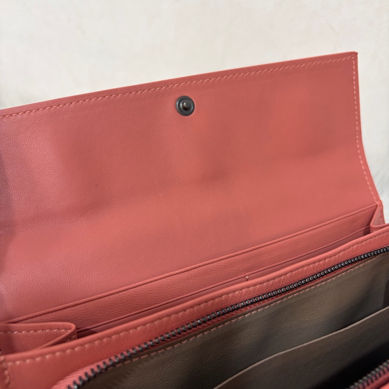 BOTTEGA VENETA BV 粉橘 編織 小羊皮 釦式 發財 長夾-23