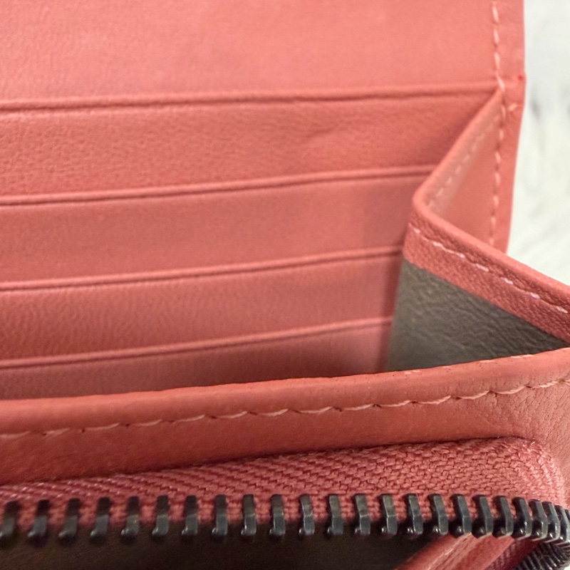 BOTTEGA VENETA BV 粉橘 編織 小羊皮 釦式 發財 長夾-26