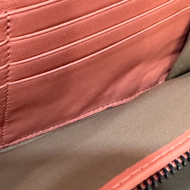 BOTTEGA VENETA BV 粉橘 編織 小羊皮 釦式 發財 長夾-35