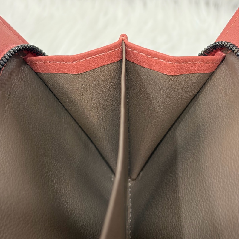 BOTTEGA VENETA BV 粉橘 編織 小羊皮 釦式 發財 長夾-37