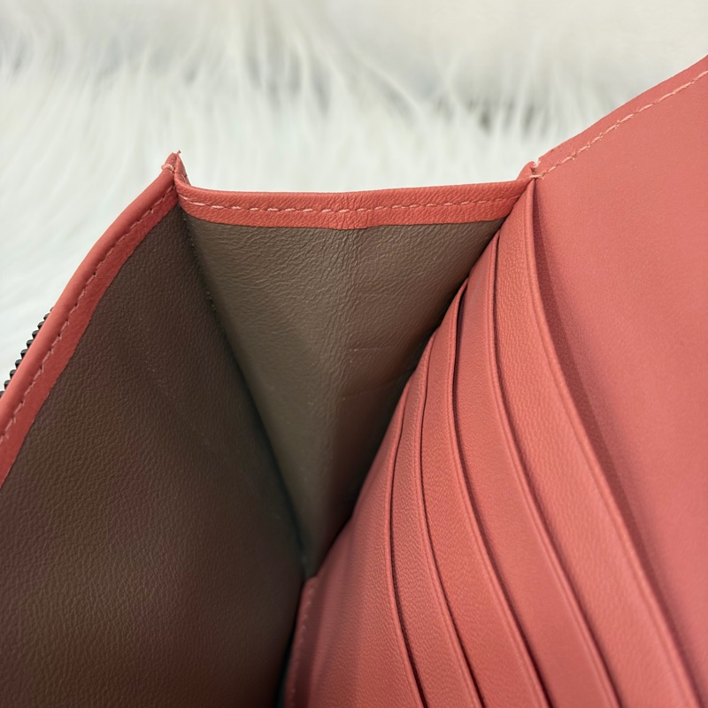 BOTTEGA VENETA BV 粉橘 編織 小羊皮 釦式 發財 長夾-39