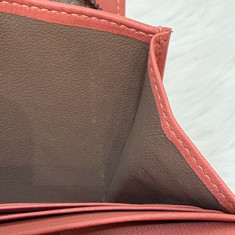 BOTTEGA VENETA BV 粉橘 編織 小羊皮 釦式 發財 長夾-42