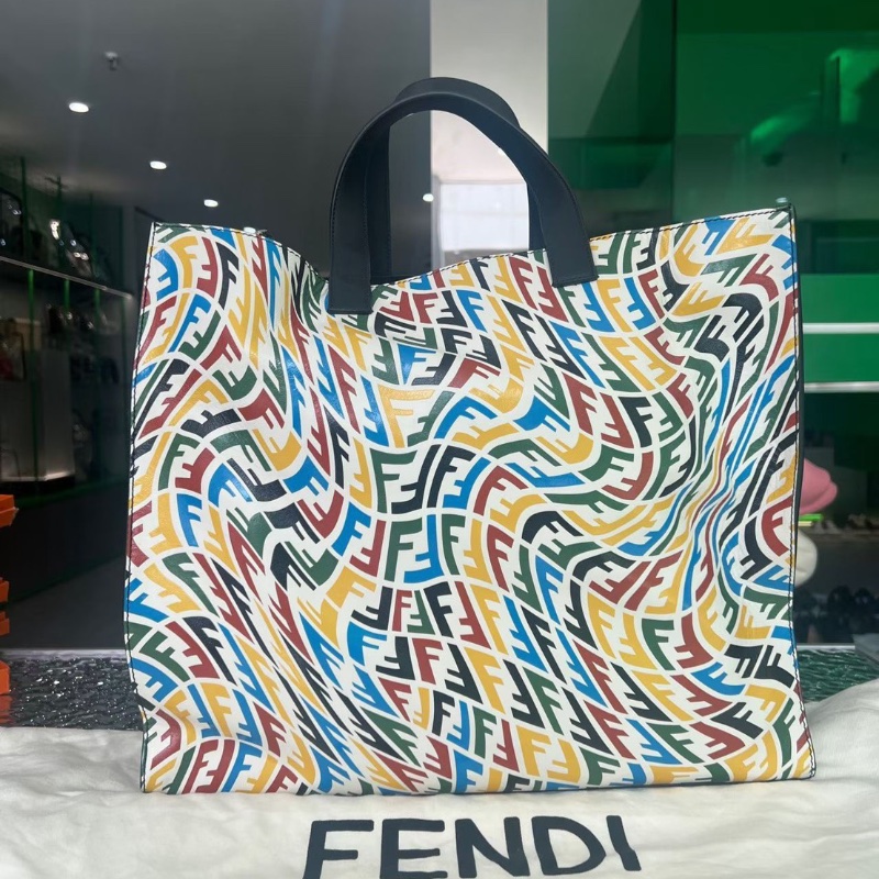 FENDI FF彩色印花 Tote包購物袋手袋肩背包43*19*38  99新配件塵袋-2