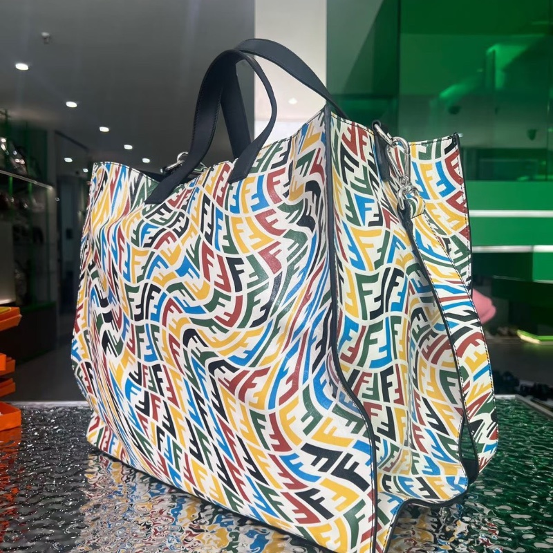 FENDI FF彩色印花 Tote包購物袋手袋肩背包43*19*38  99新配件塵袋-4