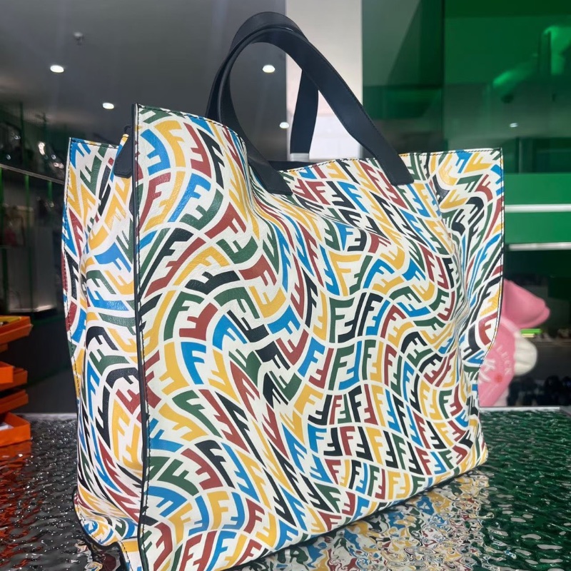 FENDI FF彩色印花 Tote包購物袋手袋肩背包43*19*38  99新配件塵袋-5