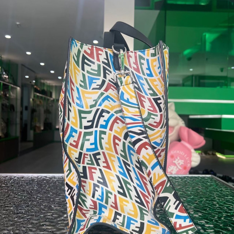 FENDI FF彩色印花 Tote包購物袋手袋肩背包43*19*38  99新配件塵袋-6