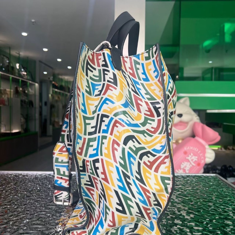 FENDI FF彩色印花 Tote包購物袋手袋肩背包43*19*38  99新配件塵袋-7