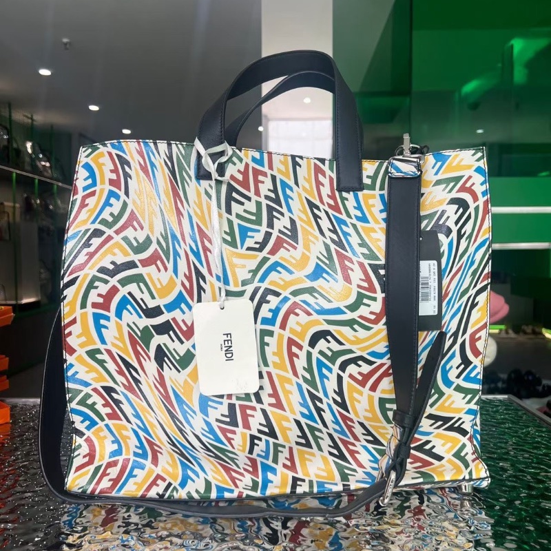 FENDI FF彩色印花 Tote包購物袋手袋肩背包43*19*38  99新配件塵袋-8
