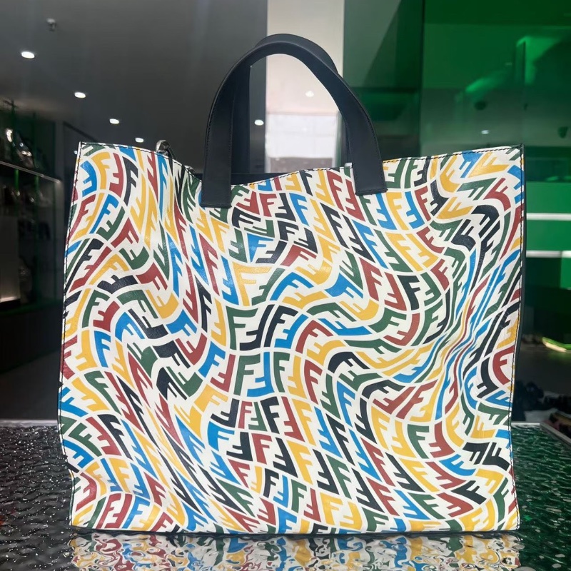FENDI FF彩色印花 Tote包購物袋手袋肩背包43*19*38  99新配件塵袋-9