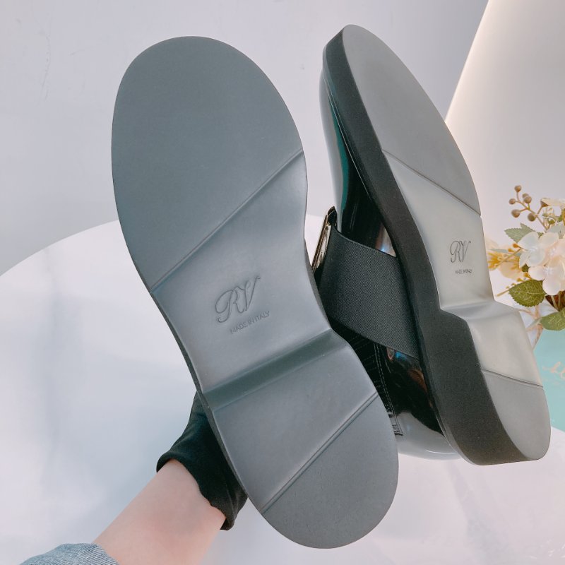 MS0610 Roger Vivier 羅傑 維維亞  皮革 切爾西靴 踝靴 黑色 金扣 Chelsea Viv' Ankle Boot Size 38 Patent Calfskin Black x GHW-5