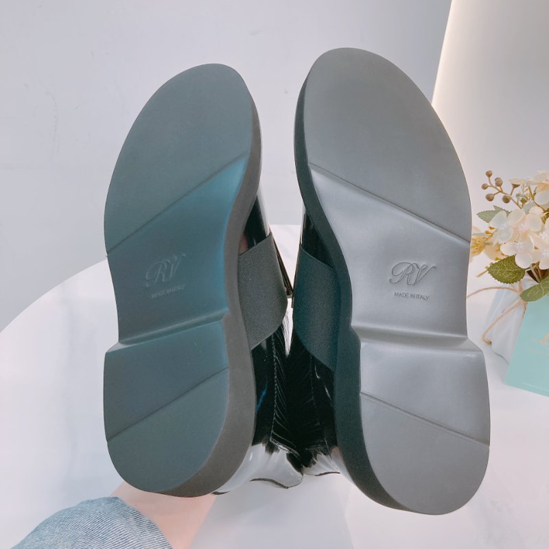 MS0610 Roger Vivier 羅傑 維維亞  皮革 切爾西靴 踝靴 黑色 金扣 Chelsea Viv' Ankle Boot Size 38 Patent Calfskin Black x GHW-7