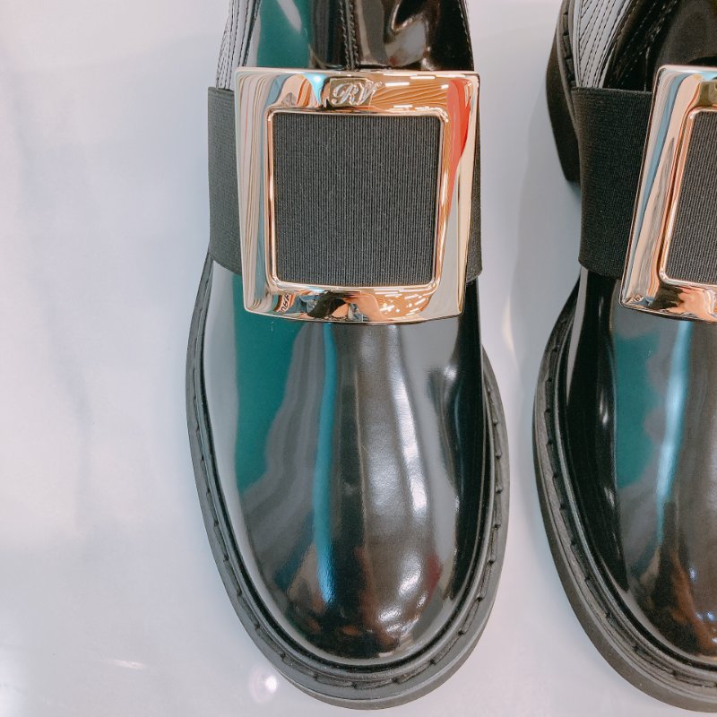MS0610 Roger Vivier 羅傑 維維亞  皮革 切爾西靴 踝靴 黑色 金扣 Chelsea Viv' Ankle Boot Size 38 Patent Calfskin Black x GHW-10