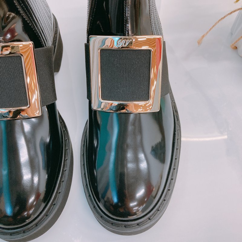 MS0610 Roger Vivier 羅傑 維維亞  皮革 切爾西靴 踝靴 黑色 金扣 Chelsea Viv' Ankle Boot Size 38 Patent Calfskin Black x GHW-11
