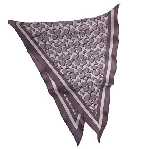 [全新]COACH 經典LOGO 100%蠶絲三角絲巾領巾(紫)-3