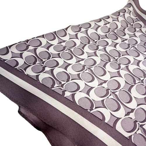 [全新]COACH 經典LOGO 100%蠶絲三角絲巾領巾(紫)-5