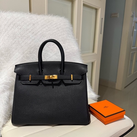 Hermes 愛馬仕  Birkin 25 鉑金包/黑色玫瑰金釦/Y刻/Togo皮/98新美品