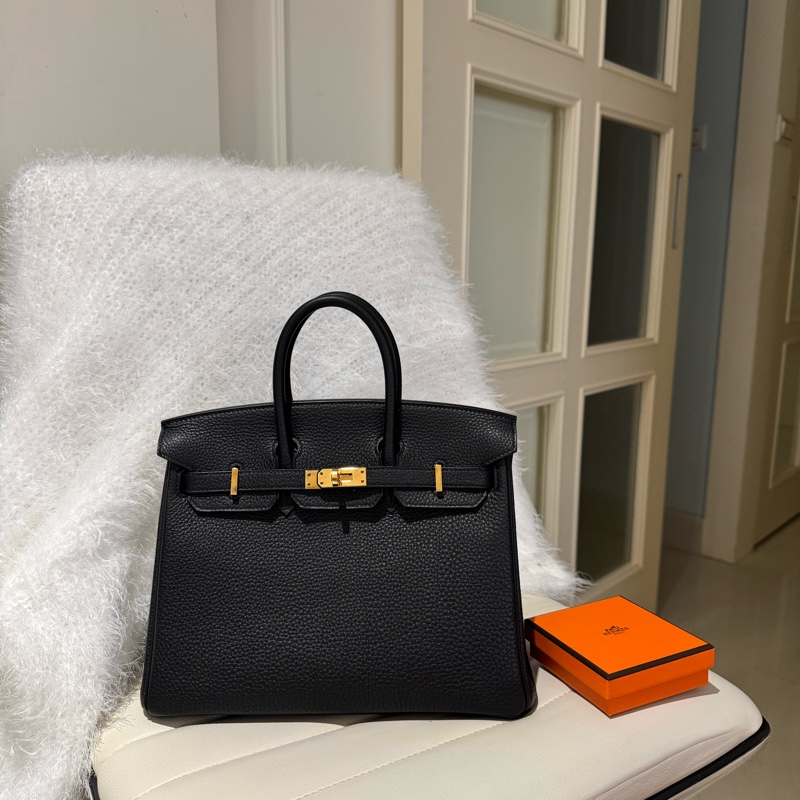 Hermes 愛馬仕 Birkin 25 鉑金包/黑色玫瑰金釦/Y刻/Togo皮/98新美品-1