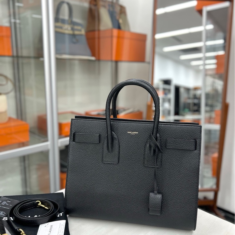 【99新】 YSL 黑金荔紋牛皮中號手袋-0