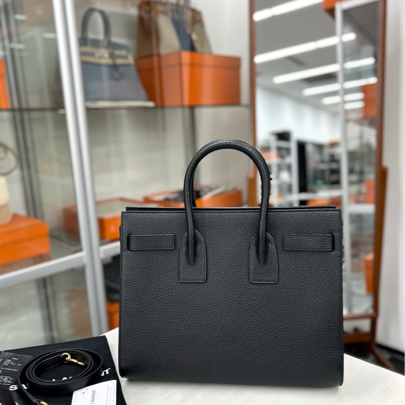 【99新】 YSL 黑金荔紋牛皮中號手袋-1