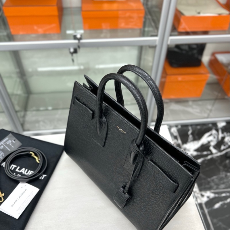 【99新】 YSL 黑金荔紋牛皮中號手袋-4