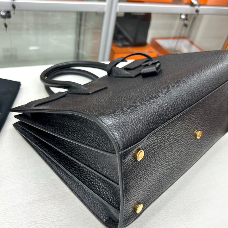 【99新】 YSL 黑金荔紋牛皮中號手袋-6