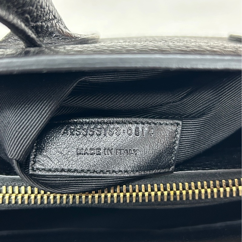 【99新】 YSL 黑金荔紋牛皮中號手袋-8