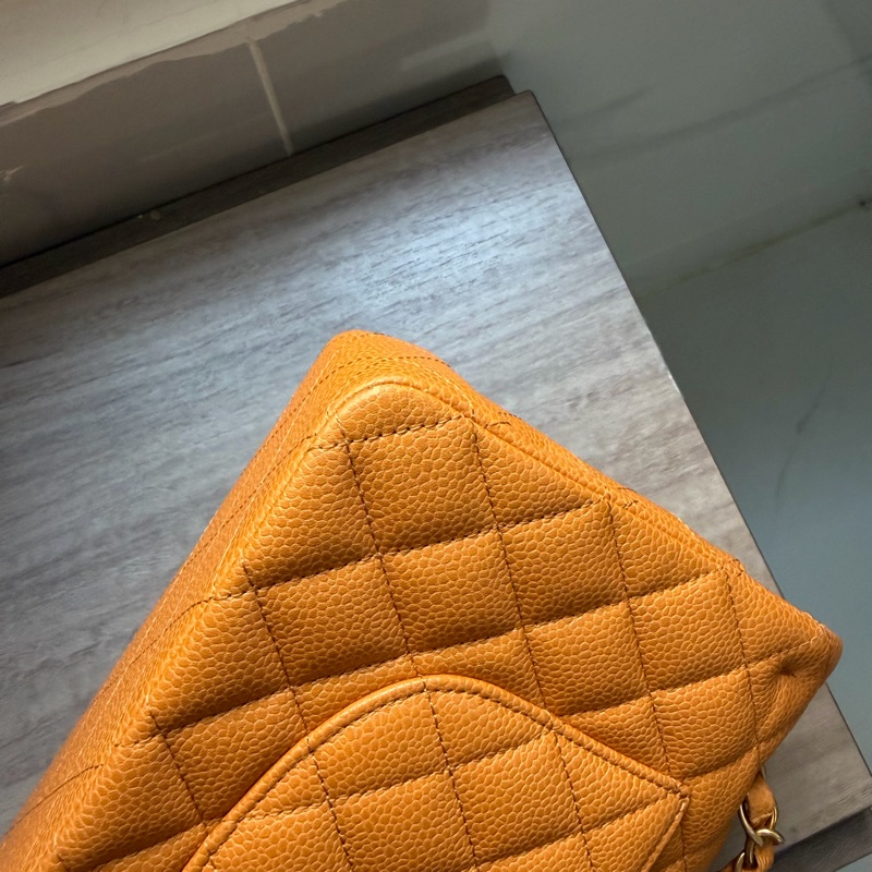 Chanel 香奈兒 Classic Flap Medium 荔枝皮 牛皮 金扣 焦糖色 深米色 中號-14