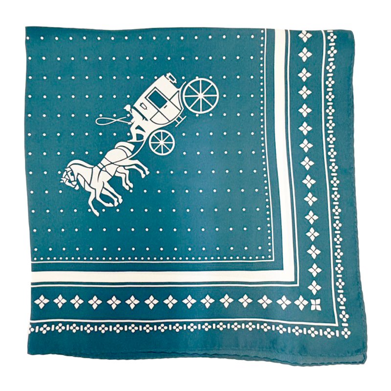 [全新]COACH 100%蠶絲絲巾領巾方巾圍巾(點點藍綠)-2