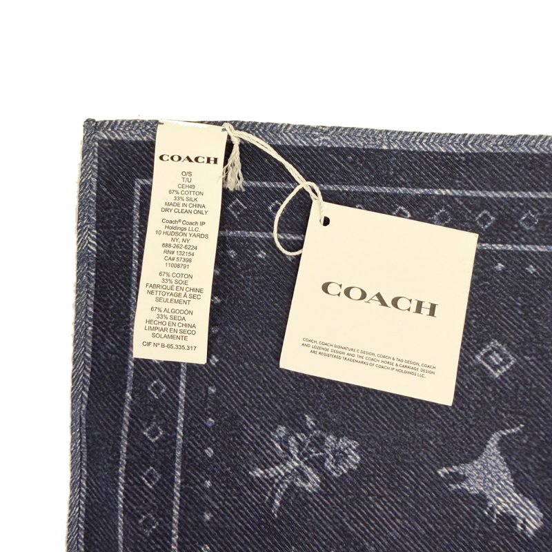[全新]COACH 專櫃款蠶絲混紡絲巾領巾方巾圍巾(恐龍)-4