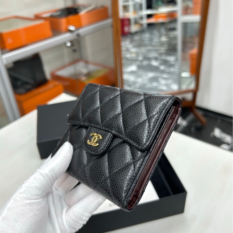 【98新】 Chanel 黑金荔枝牛皮方錢包-3