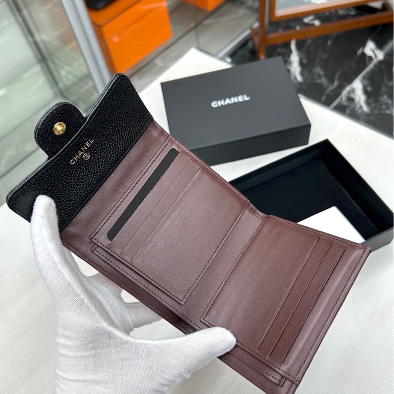 【98新】 Chanel 黑金荔枝牛皮方錢包-6