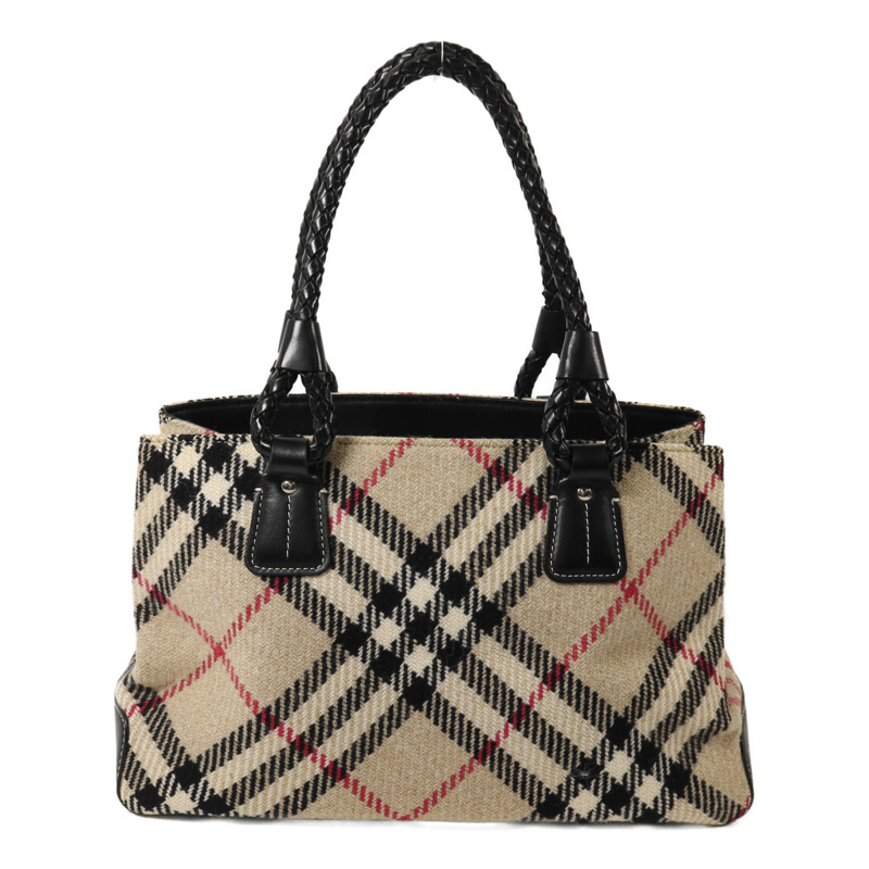 BURBERRY 羊毛Tote Bag銀扣手挽袋-1