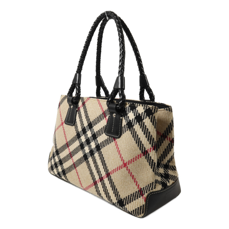 BURBERRY 羊毛Tote Bag銀扣手挽袋-2