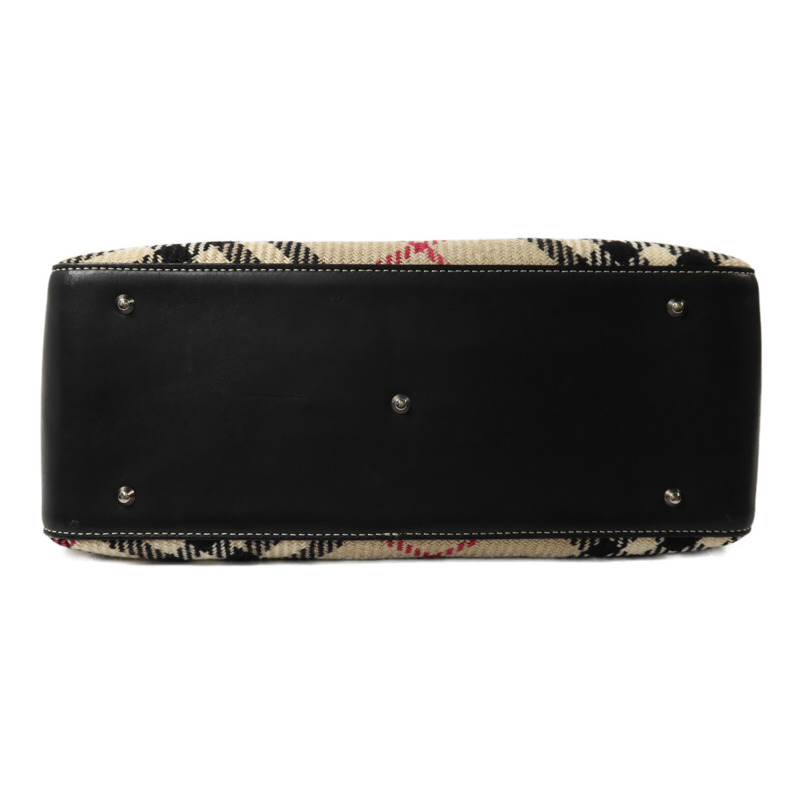 BURBERRY 羊毛Tote Bag銀扣手挽袋-3