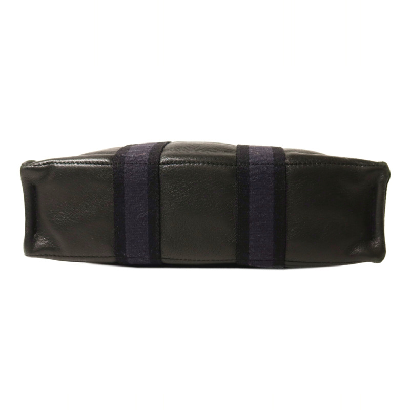 HERMES 帆布/牛皮皮革Fourre Tout PM銀扣手挽袋Noir-3