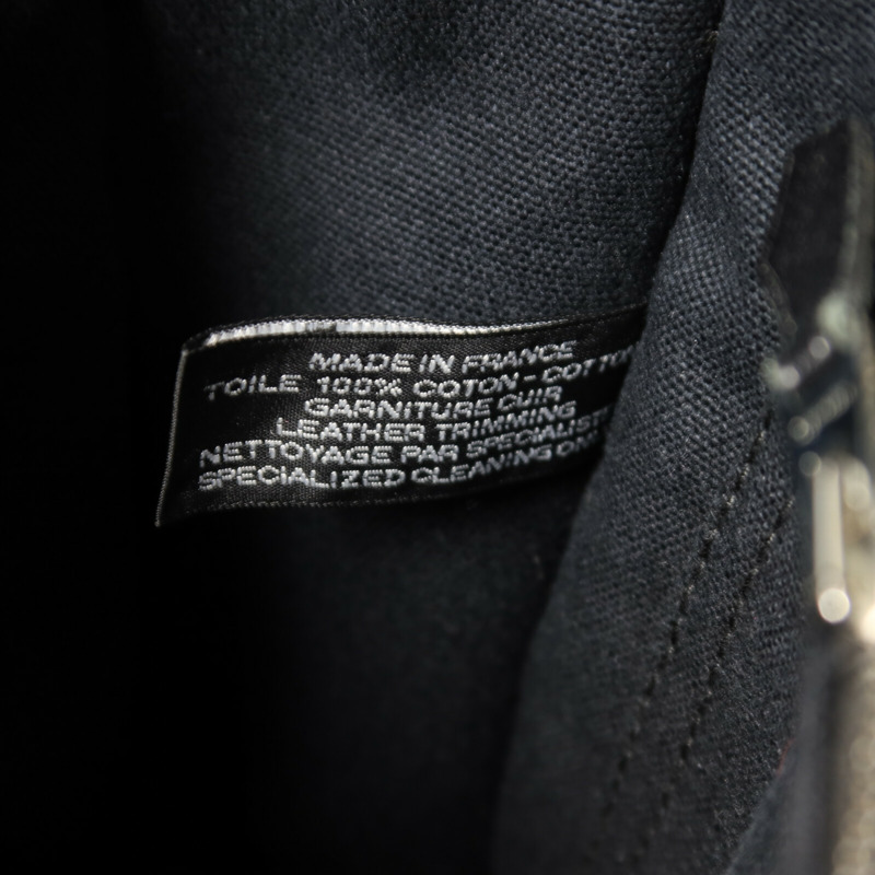 HERMES 帆布/牛皮皮革Fourre Tout PM銀扣手挽袋Noir-6