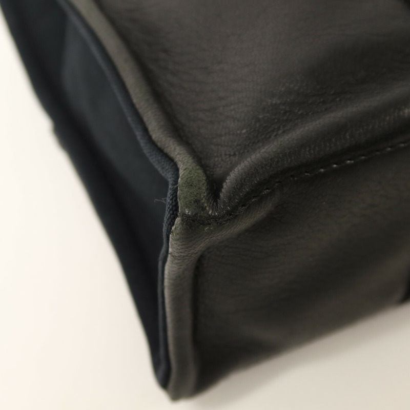 HERMES 帆布/牛皮皮革Fourre Tout PM銀扣手挽袋Noir-9