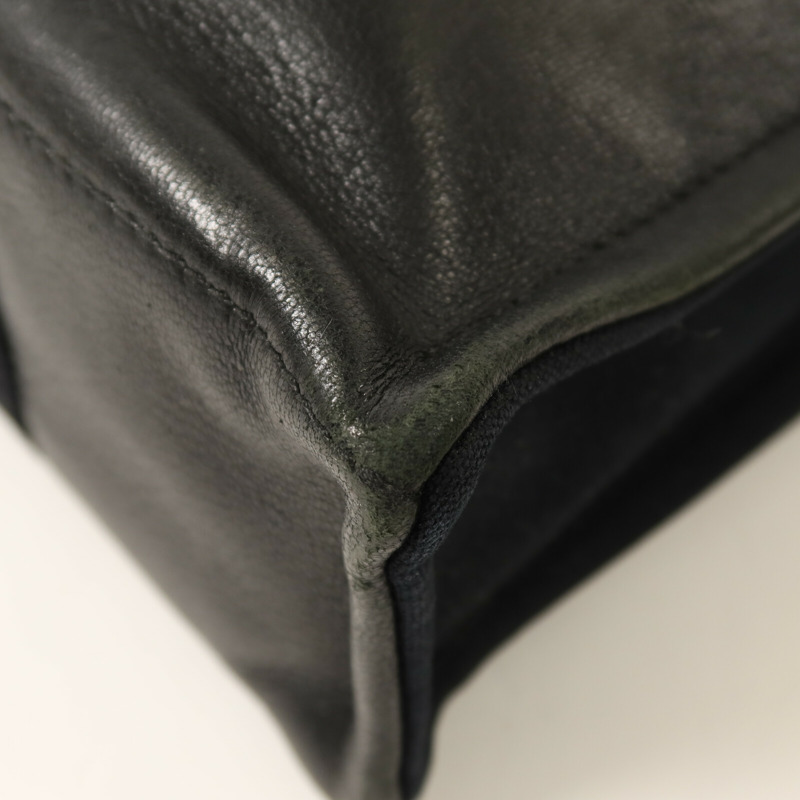 HERMES 帆布/牛皮皮革Fourre Tout PM銀扣手挽袋Noir-10
