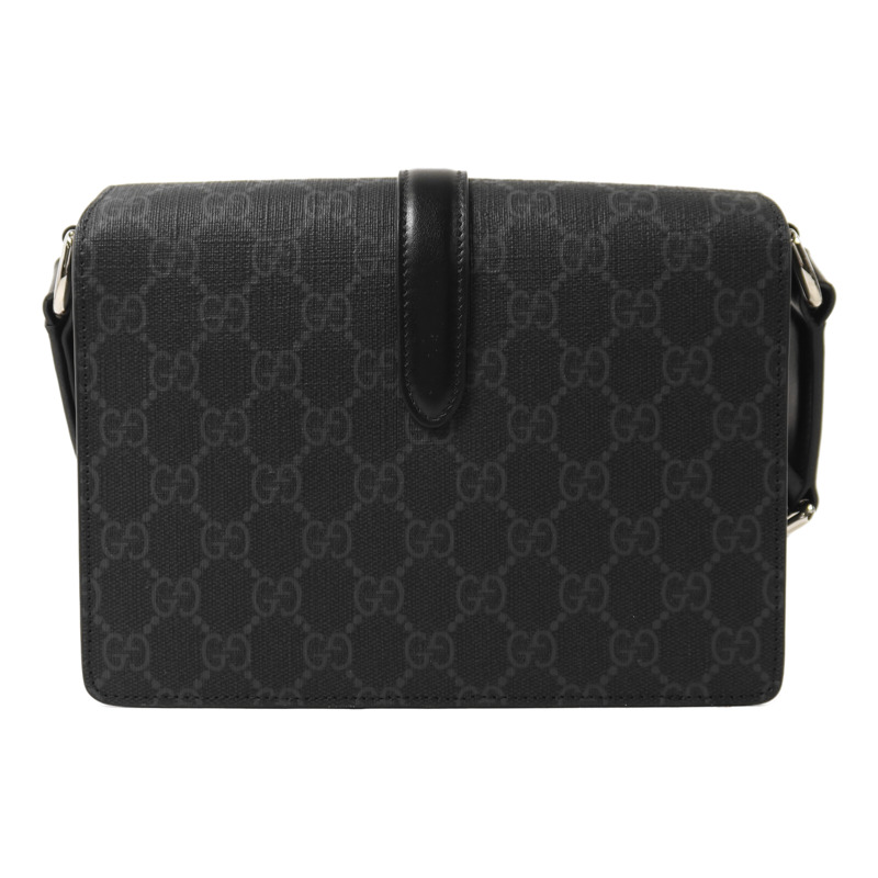 GUCCI 塗層帆布GG Black Mini Bag銀扣肩背袋-1