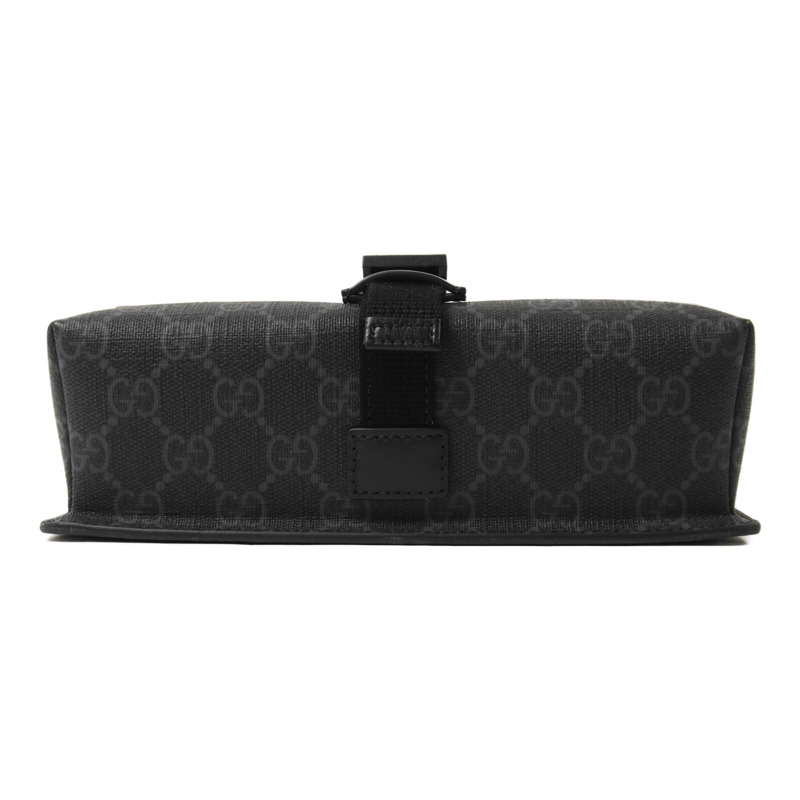 GUCCI 塗層帆布GG Black Mini Bag銀扣肩背袋-3