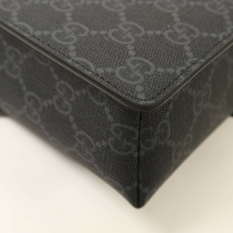 GUCCI 塗層帆布GG Black Mini Bag銀扣肩背袋-12
