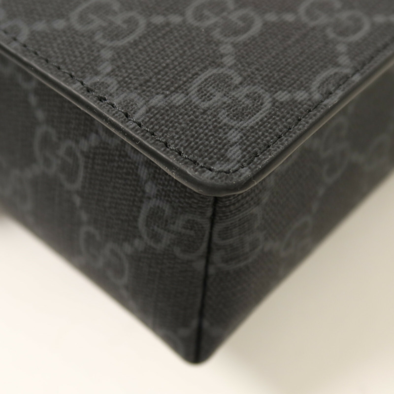 GUCCI 塗層帆布GG Black Mini Bag銀扣肩背袋-13